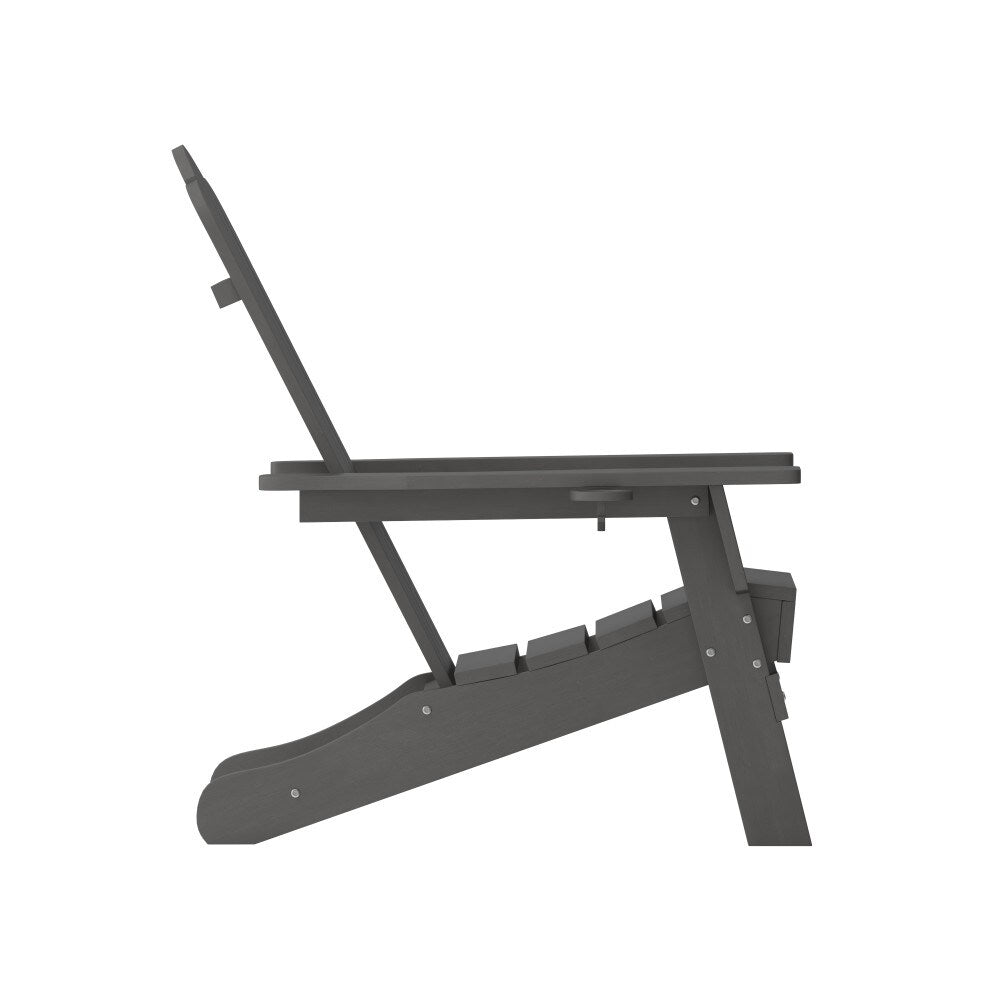Set of 2 Commercial All-Weather Adirondack Chairs with Cupholders