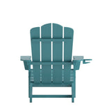 Set of 2 Commercial All-Weather Adirondack Chairs with Cupholders