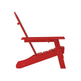 Set of 2 Commercial All-Weather Adirondack Chairs with Cupholders