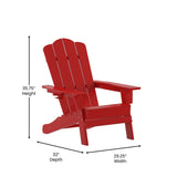 Set of 2 Commercial All-Weather Adirondack Chairs with Cupholders