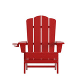 Set of 2 Commercial All-Weather Adirondack Chairs with Cupholders