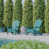 Set of 2 Commercial All-Weather Adirondack Chairs with Cupholders