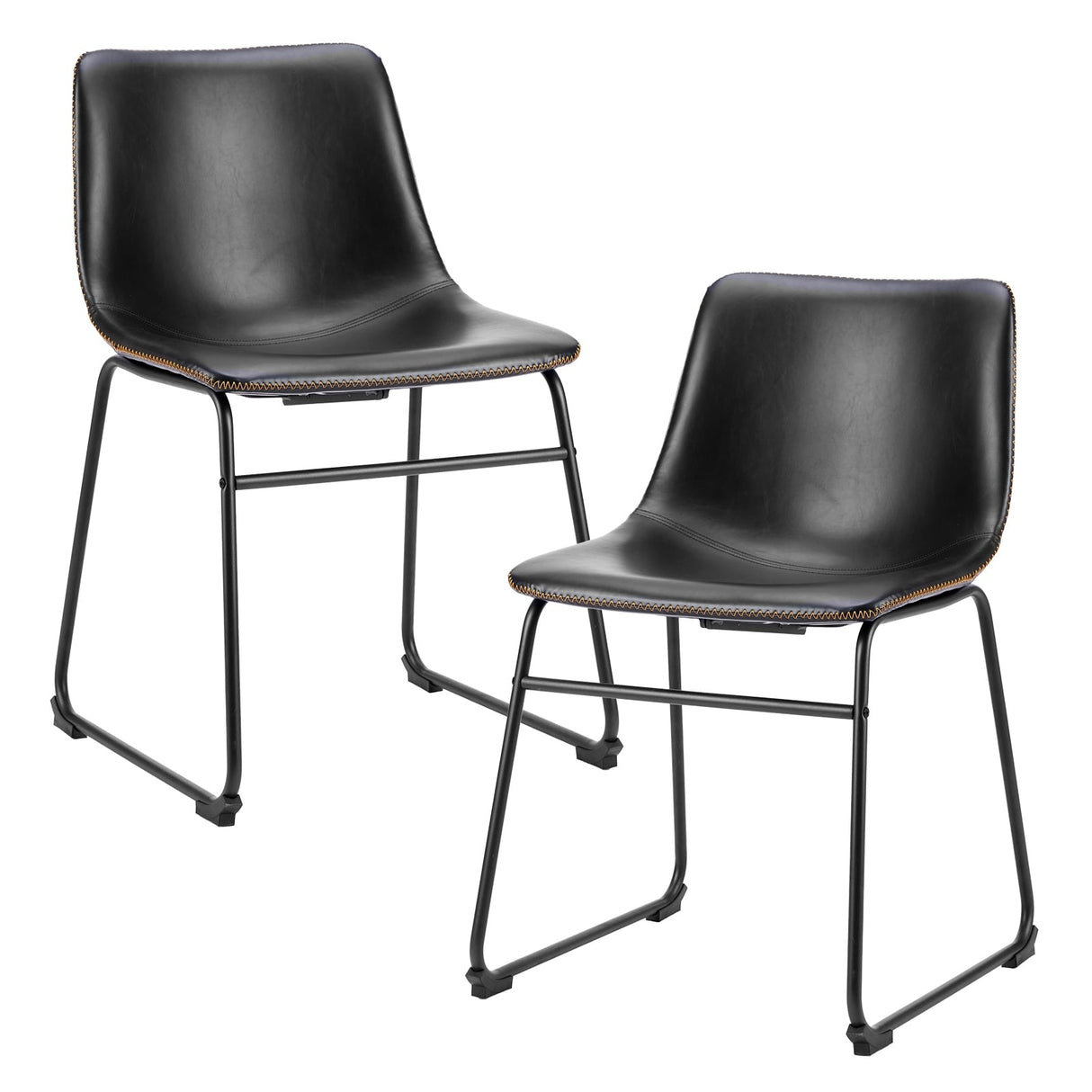 Set of 2 Counter Height Faux Leather Bar Stools