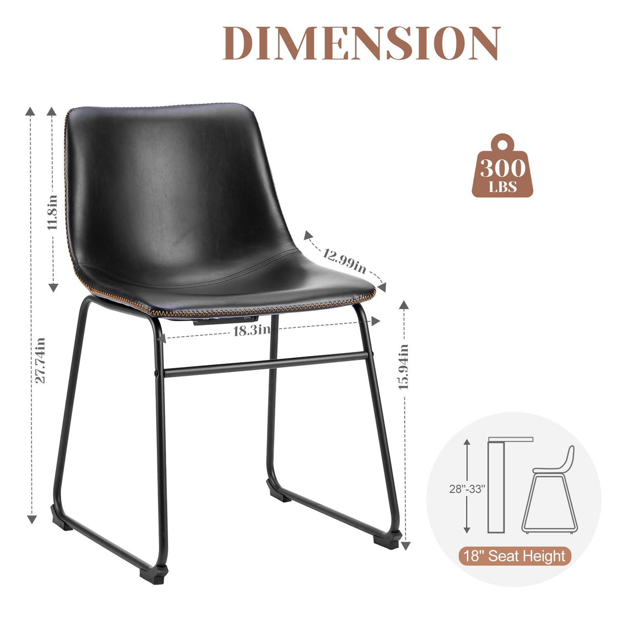 Set of 2 Counter Height Faux Leather Bar Stools