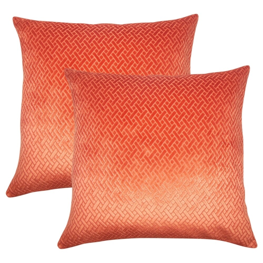 Set of 2 Delora Solid Throw Pillows in Tangerine