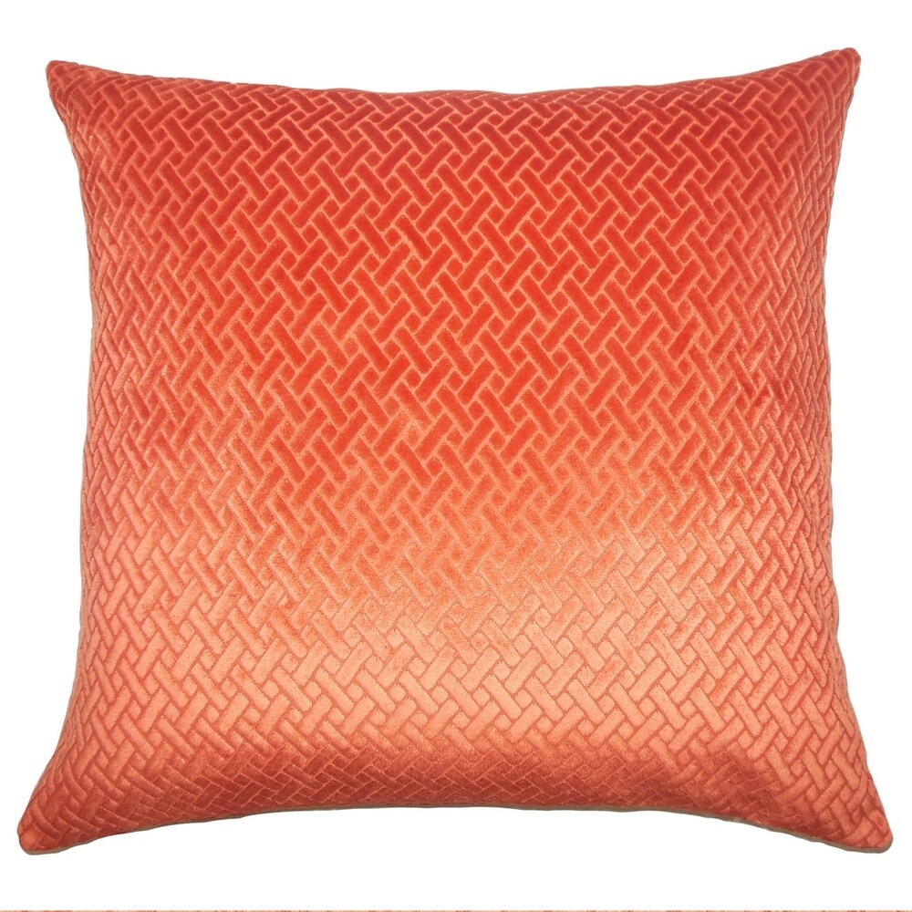 Set of 2 Delora Solid Throw Pillows in Tangerine