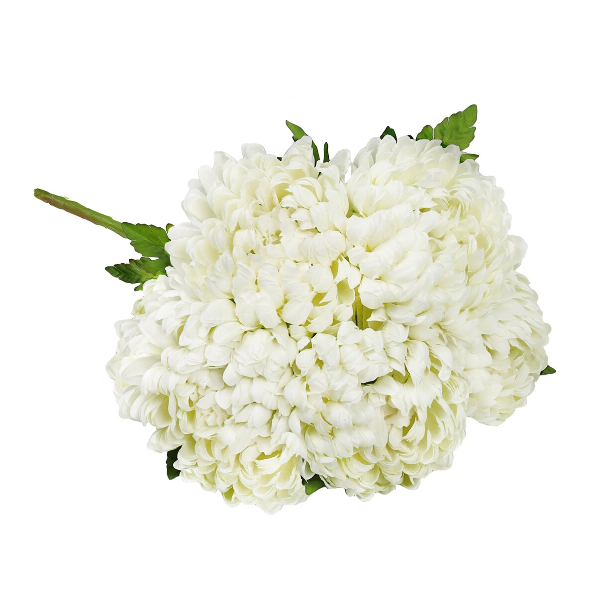 Set of 2 Deluxe Cream White Artificial Chrysanthemum Flower Stem Bush Bouquet 18in - 18" L x 12" W x 12" DP