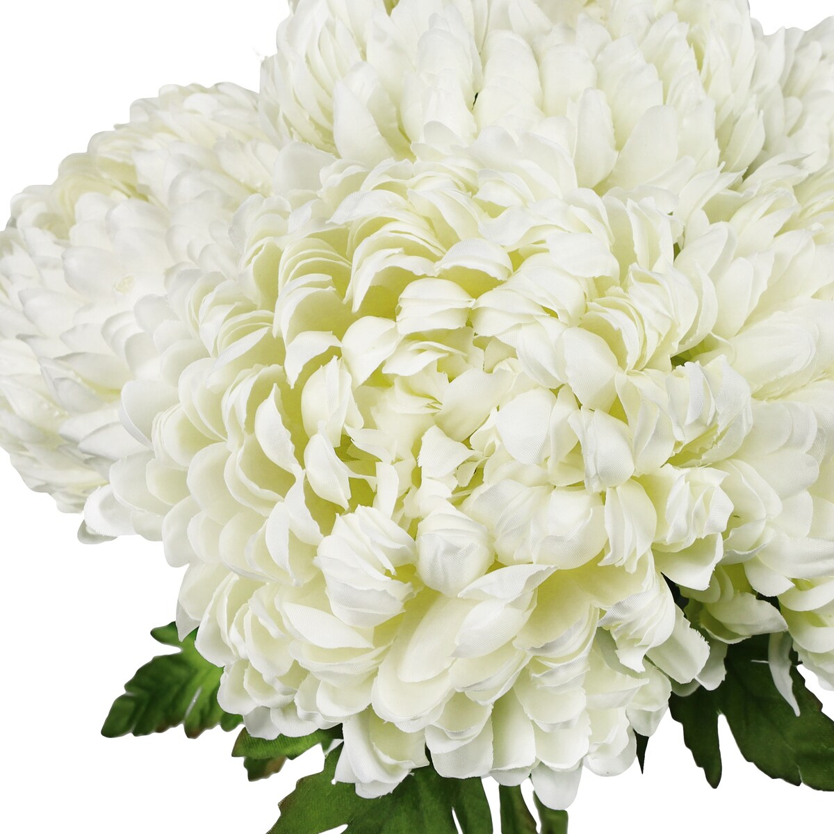 Set of 2 Deluxe Cream White Artificial Chrysanthemum Flower Stem Bush Bouquet 18in - 18" L x 12" W x 12" DP