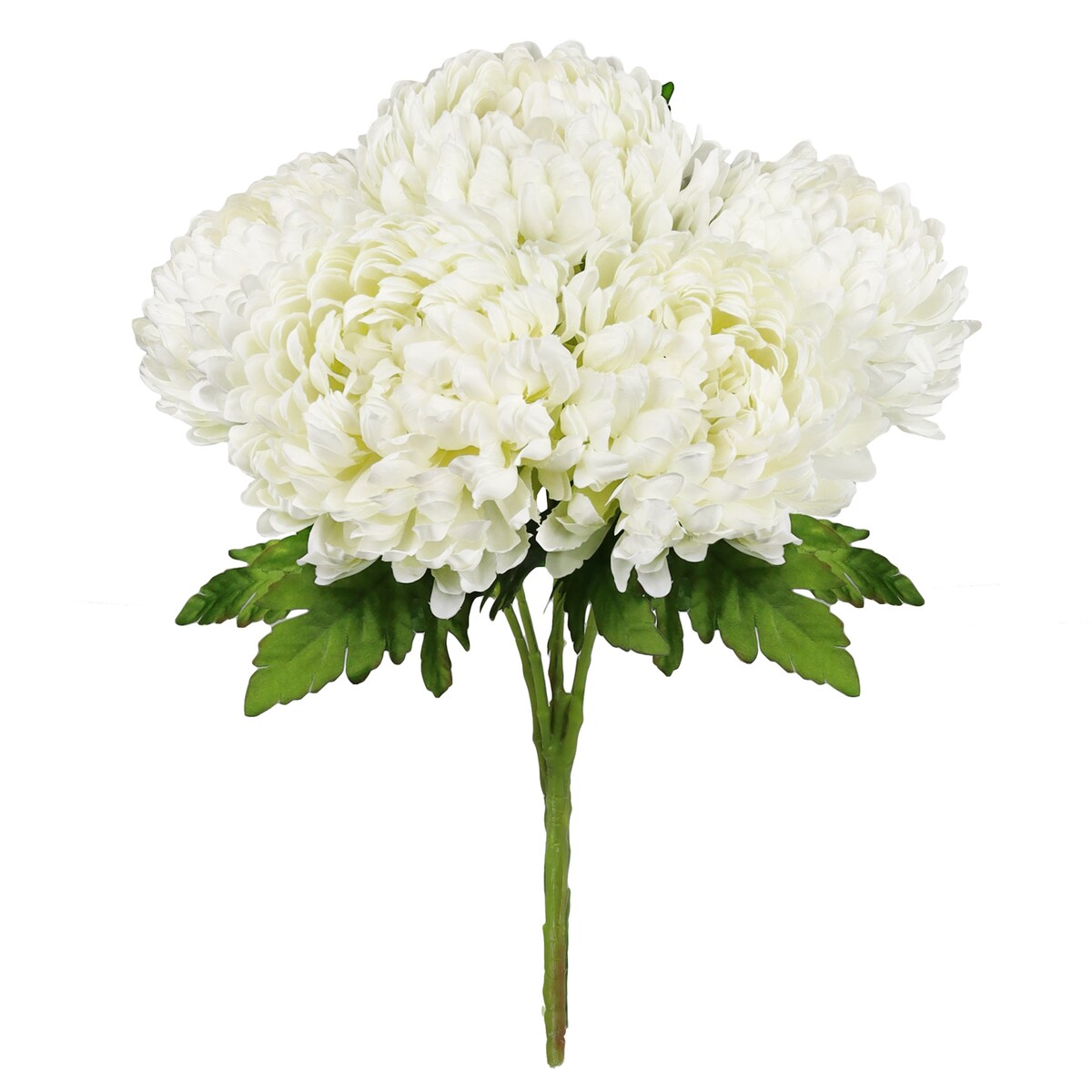 Set of 2 Deluxe Cream White Artificial Chrysanthemum Flower Stem Bush Bouquet 18in - 18" L x 12" W x 12" DP