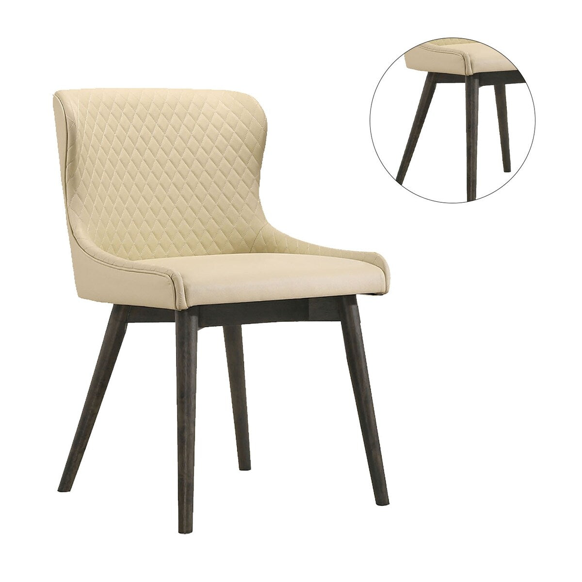 Set of 2 Dining Chairs in Gray and Cream Finish