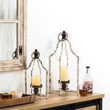 Set of 2 Farmhouse Metal Decorative Lanterns Hanging Candle Holders Wedding Decor by Glitzhome