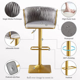 Set of 2 Gold Velvet Bar Stools