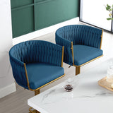 Set of 2 Gold Velvet Bar Stools