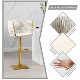 Set of 2 Gold Velvet Bar Stools