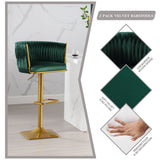 Set of 2 Gold Velvet Bar Stools