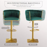 Set of 2 Gold Velvet Bar Stools