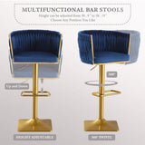Set of 2 Gold Velvet Bar Stools