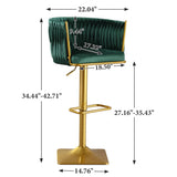 Set of 2 Gold Velvet Bar Stools