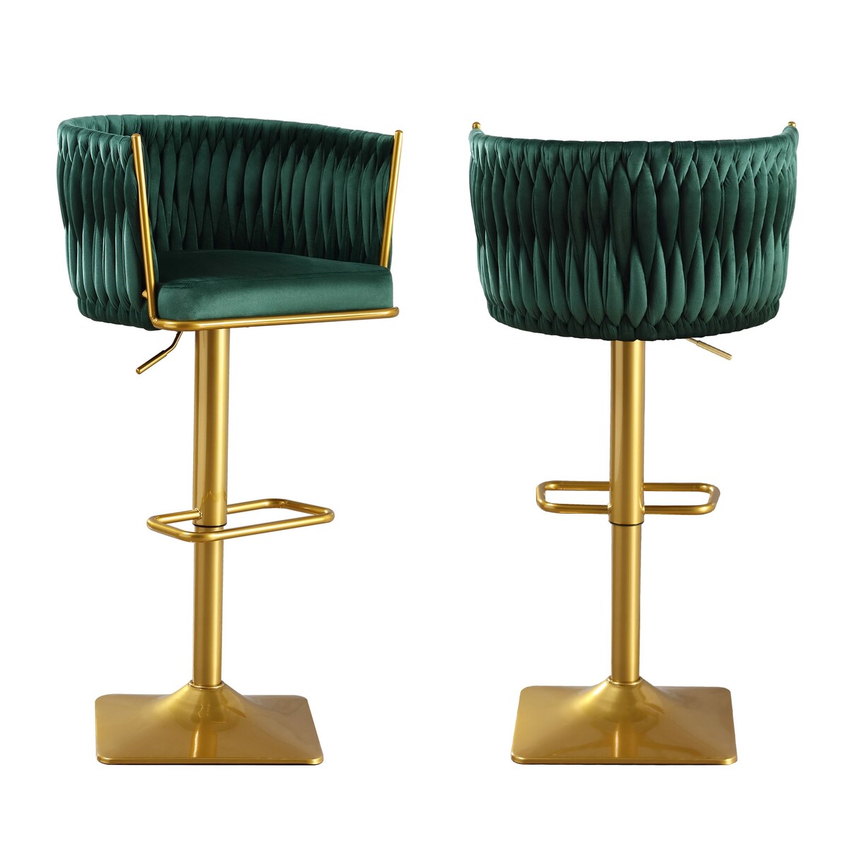 Set of 2 Gold Velvet Bar Stools