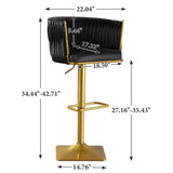 Set of 2 Gold Velvet Bar Stools