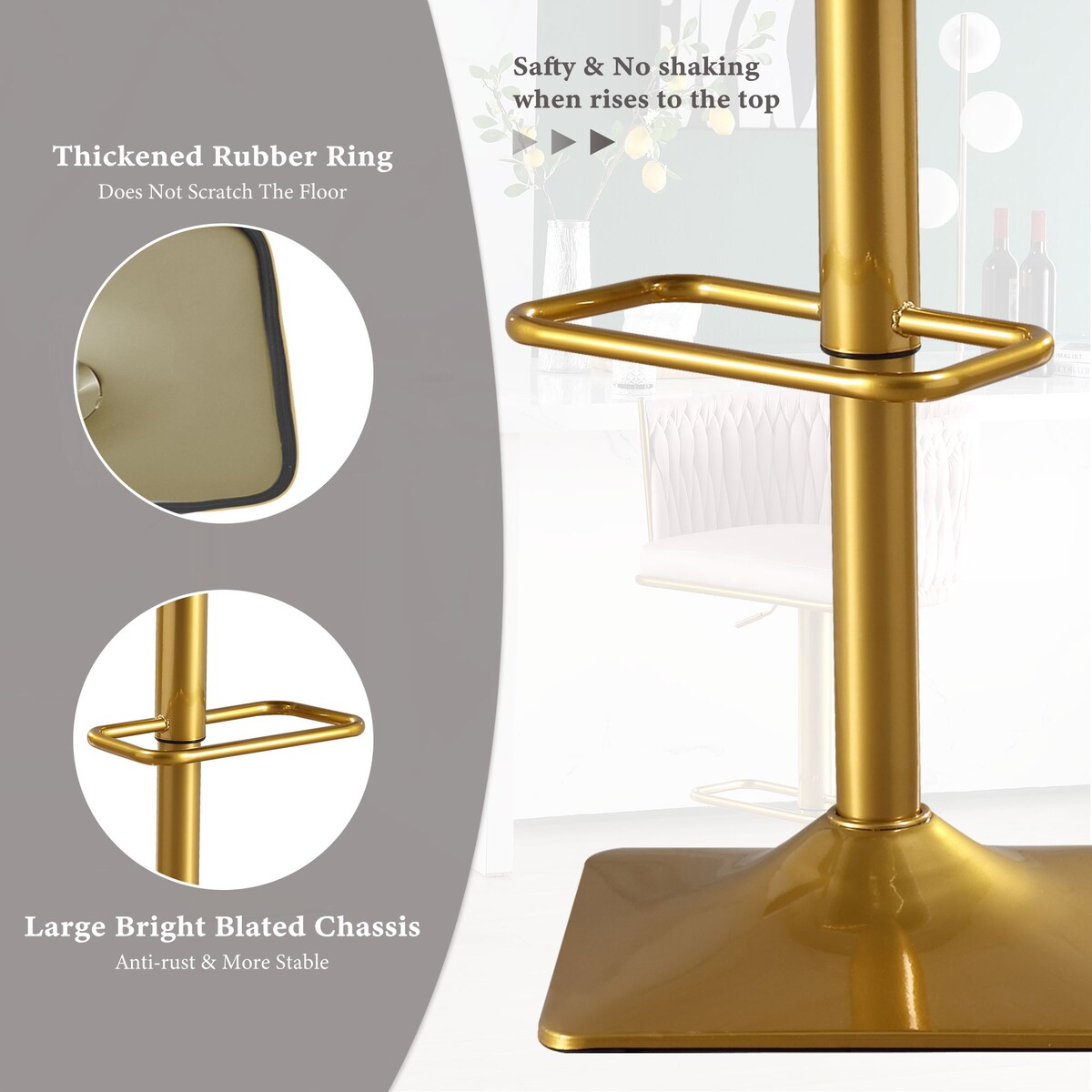 Set of 2 Gold Velvet Bar Stools