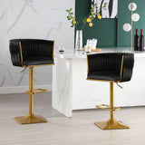 Set of 2 Gold Velvet Bar Stools