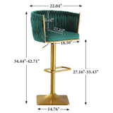 Set of 2 Gold Velvet Bar Stools