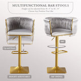 Set of 2 Gold Velvet Bar Stools