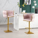 Set of 2 Gold Velvet Bar Stools