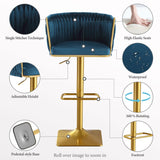 Set of 2 Gold Velvet Bar Stools