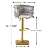 Set of 2 Gold Velvet Bar Stools