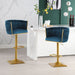 Set of 2 Gold Velvet Bar Stools