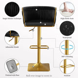 Set of 2 Gold Velvet Bar Stools