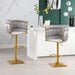 Set of 2 Gold Velvet Bar Stools