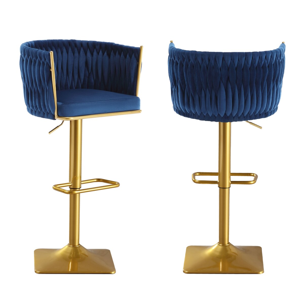 Set of 2 Gold Velvet Bar Stools
