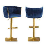 Set of 2 Gold Velvet Bar Stools