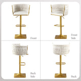 Set of 2 Gold Velvet Bar Stools