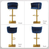 Set of 2 Gold Velvet Bar Stools