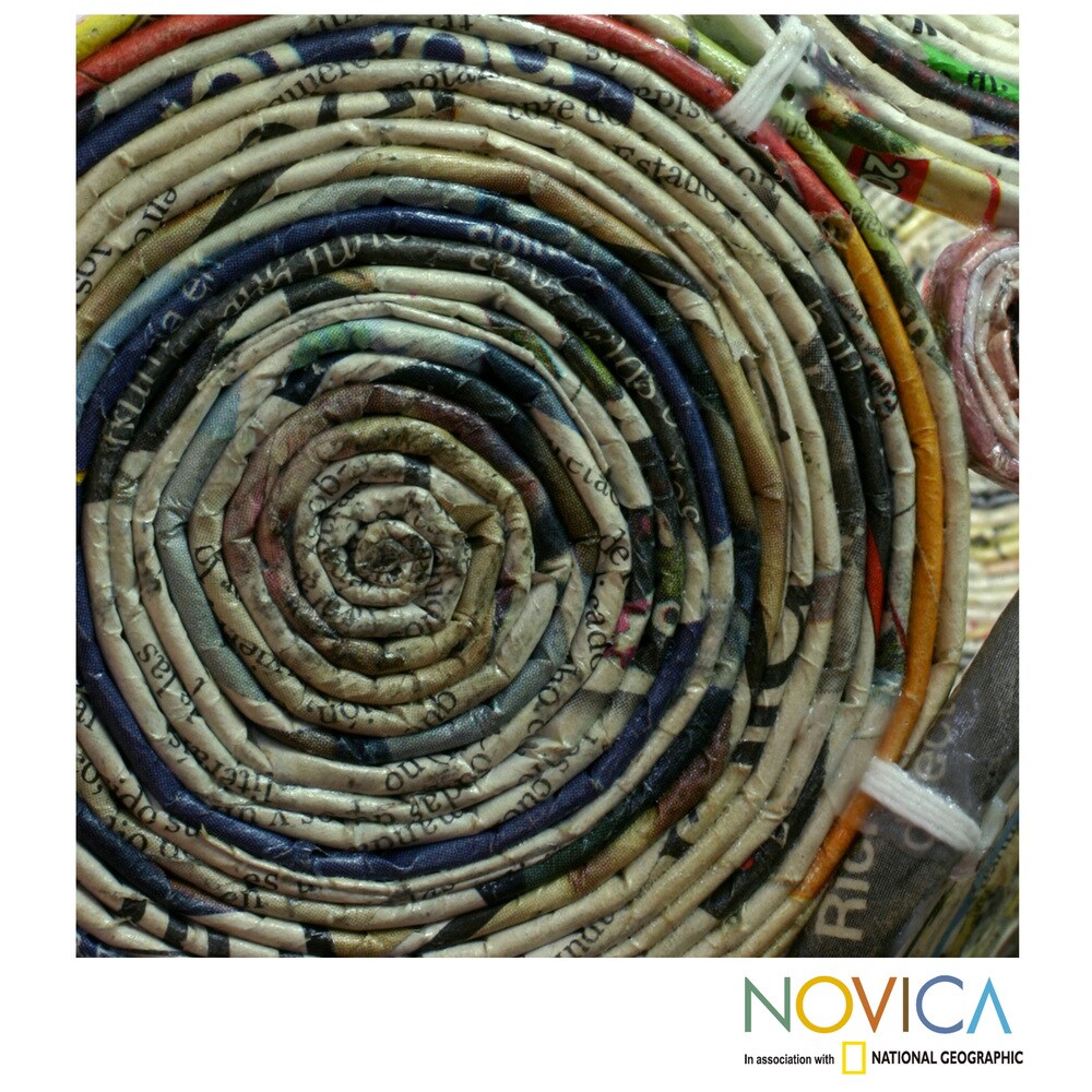 Set of 2 Handmade Recycled Paper 'Floral Spin' Baskets (Guatemala)