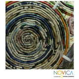 Set of 2 Handmade Recycled Paper 'Floral Spin' Baskets (Guatemala)