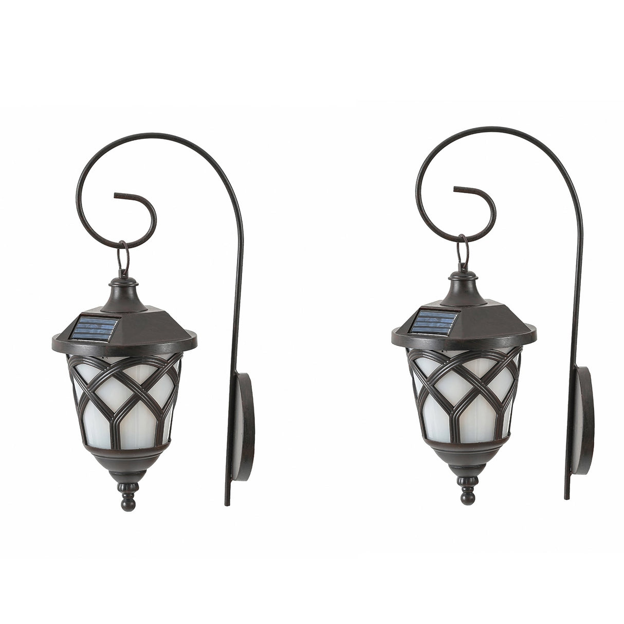 Solar Powered LED Outdoor Wall Light Sconces (Set of 2)
