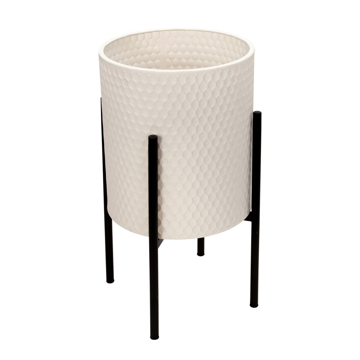 Set of 2 Honeycomb Planter On Metalstand, White, blk 23"H - 14.0" x 14.0" x 23.0"