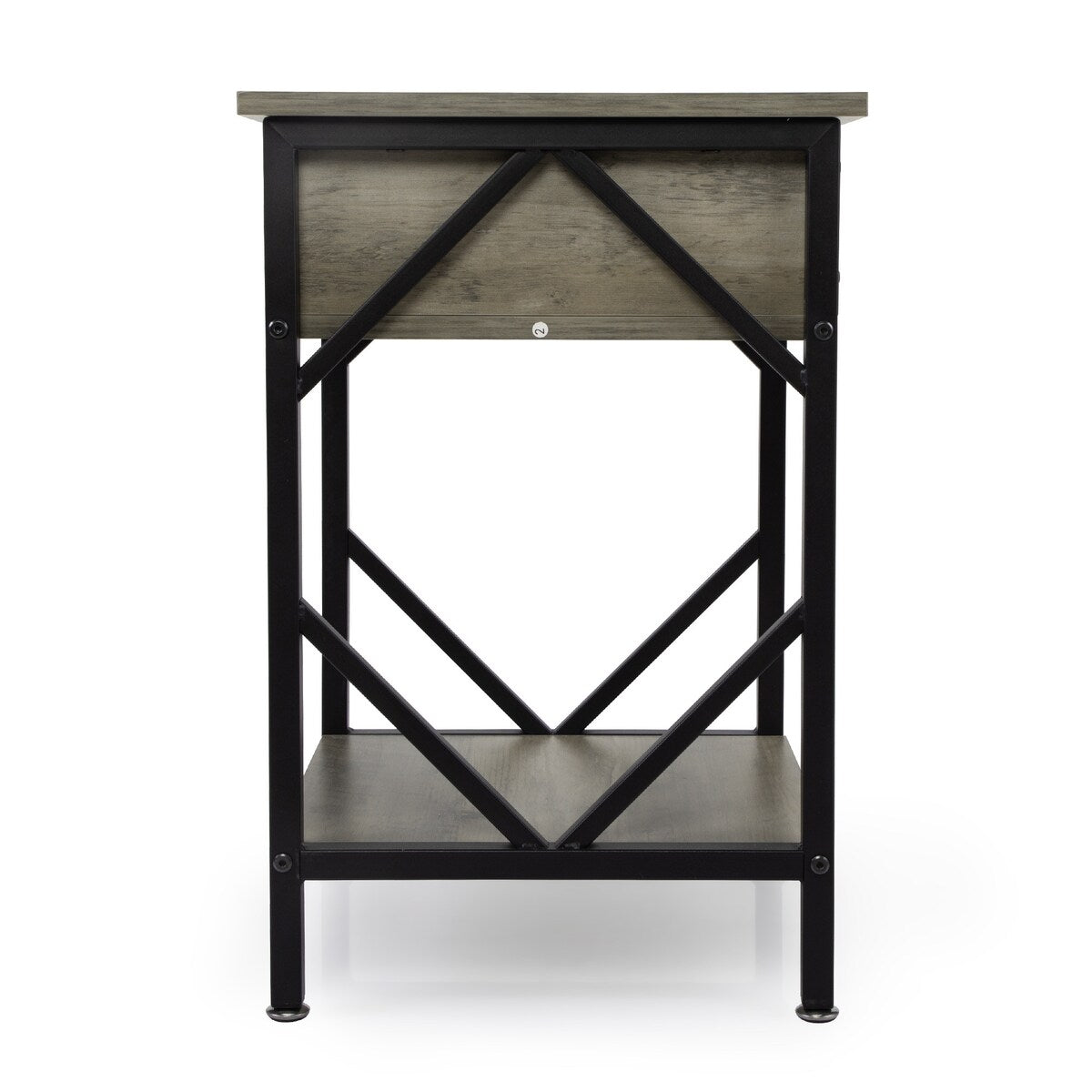 Set of 2 Industrial Nightstand End Table Storage Shelf with Drawer