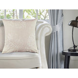 Off-white Cotton 18-inch x 18-inch Leaf Sequin Decorative Throw Pillow (Set of 2)