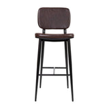 Set of 2 LeatherSoft Barstools with Iron Frame-Integrated Footrest
