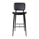 Set of 2 LeatherSoft Barstools with Iron Frame-Integrated Footrest