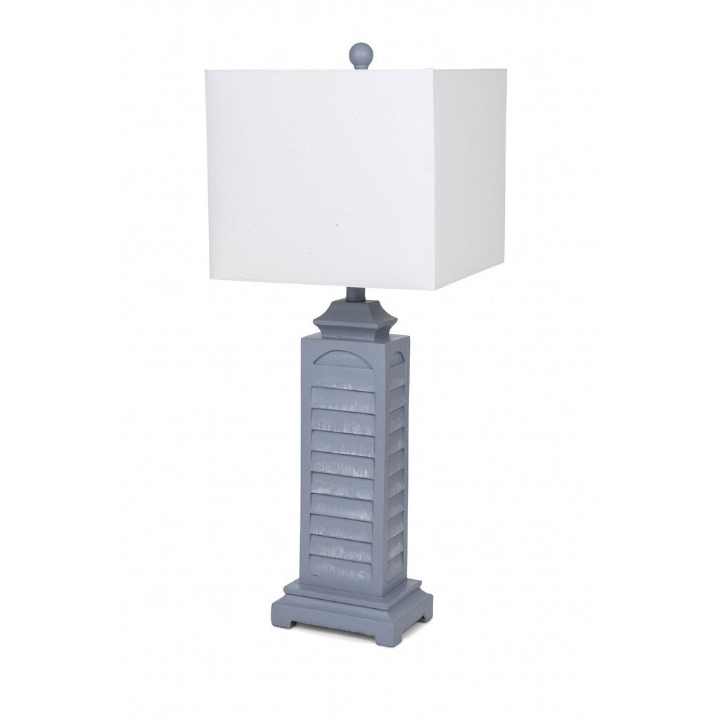 Set of 2 Light Blue Slatted Table Lamps - 13.5 W x 29.5 D x 13.5 H