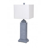 Set of 2 Light Blue Slatted Table Lamps - 13.5 W x 29.5 D x 13.5 H