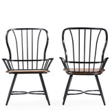 Carbon Loft Rudolph Set of 2 Wood and Metal Vintage Industrial Dining Arm Chair