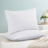Set of 2 Medium Goose Feather Down Bed Pillow with Cotton Cover